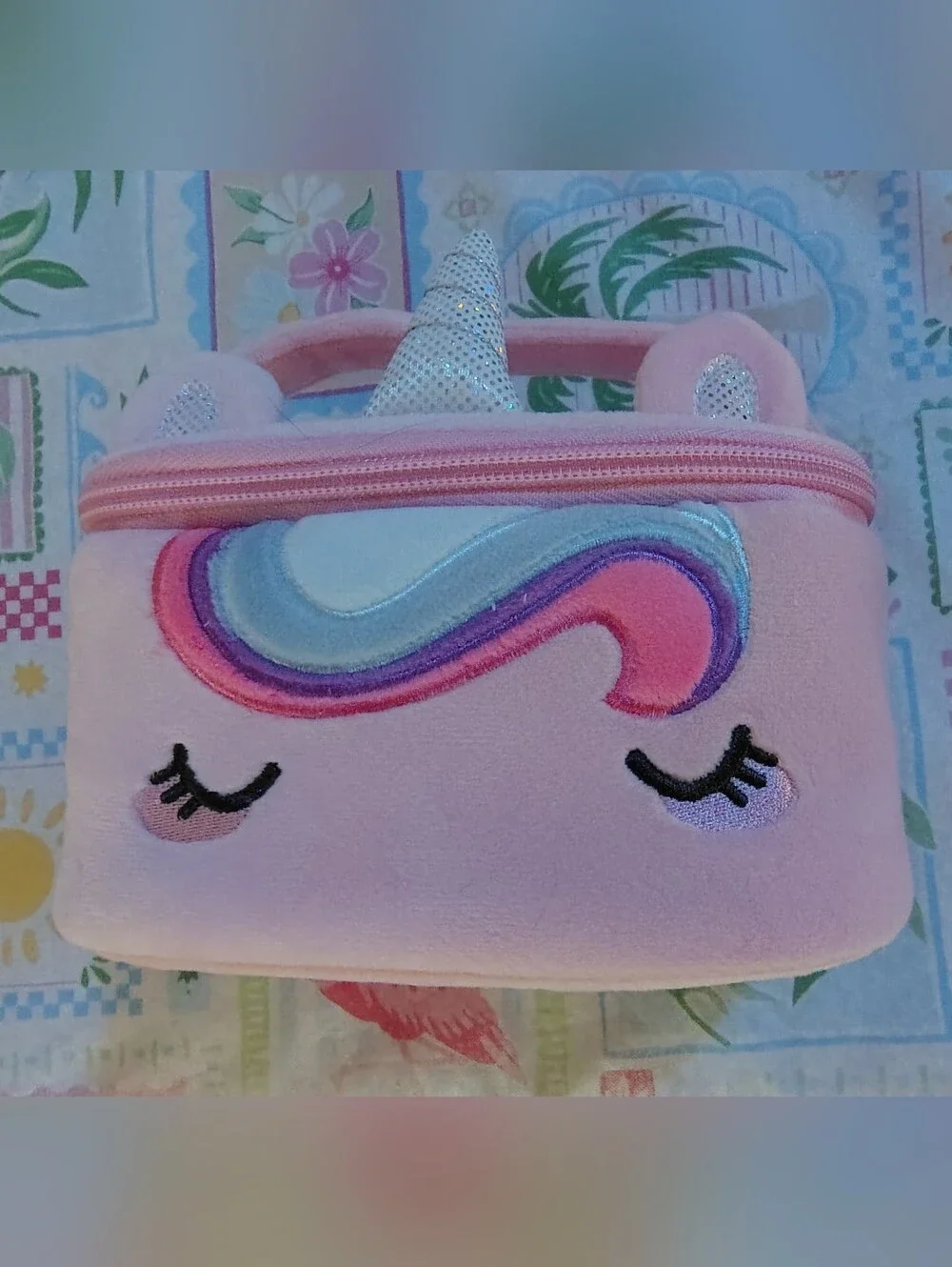 NWT Claire's Pink Plush Unicorn Makeup Bag